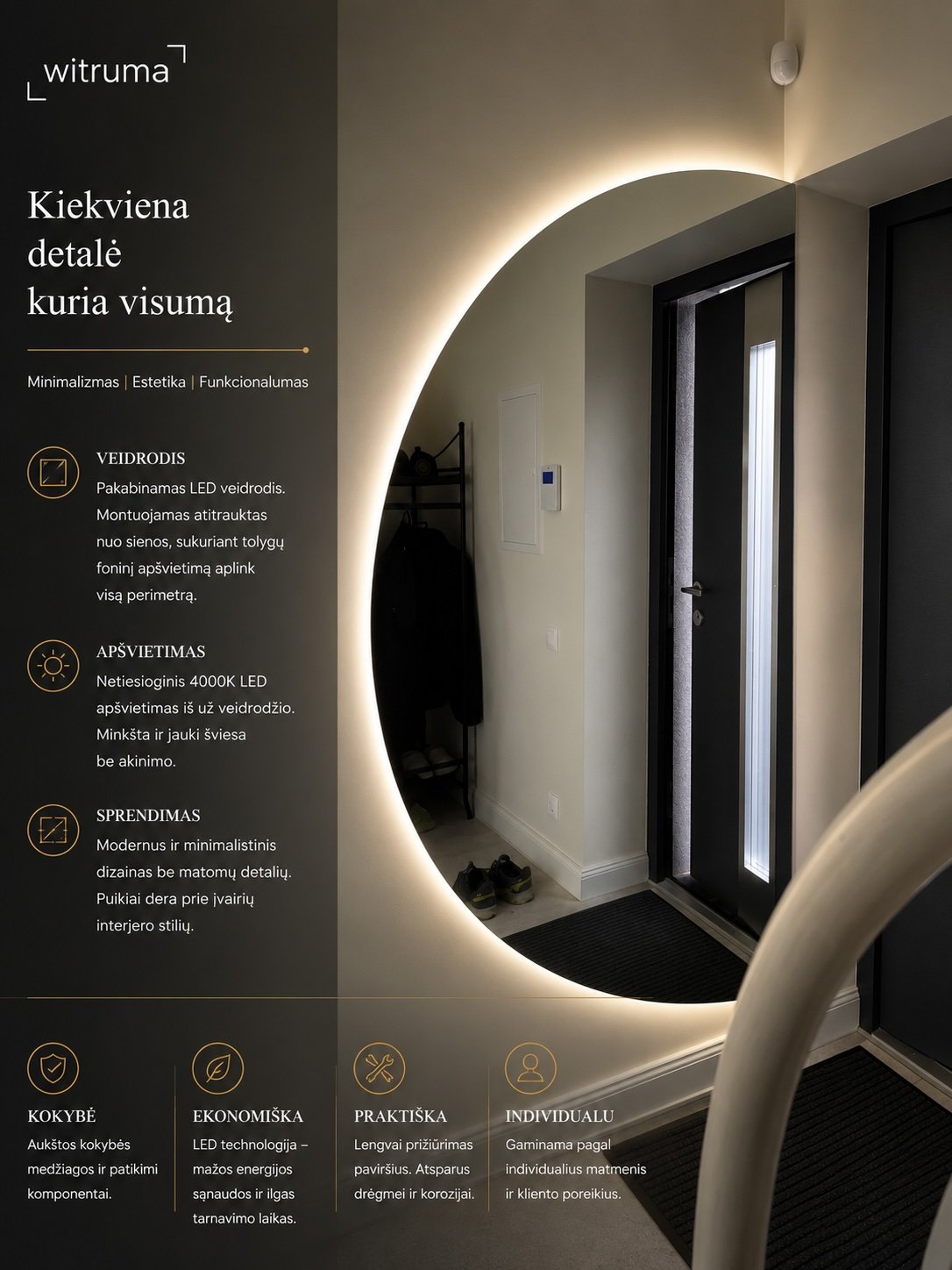 LED veidrodžiai pagal užsakymą Šiauliuose